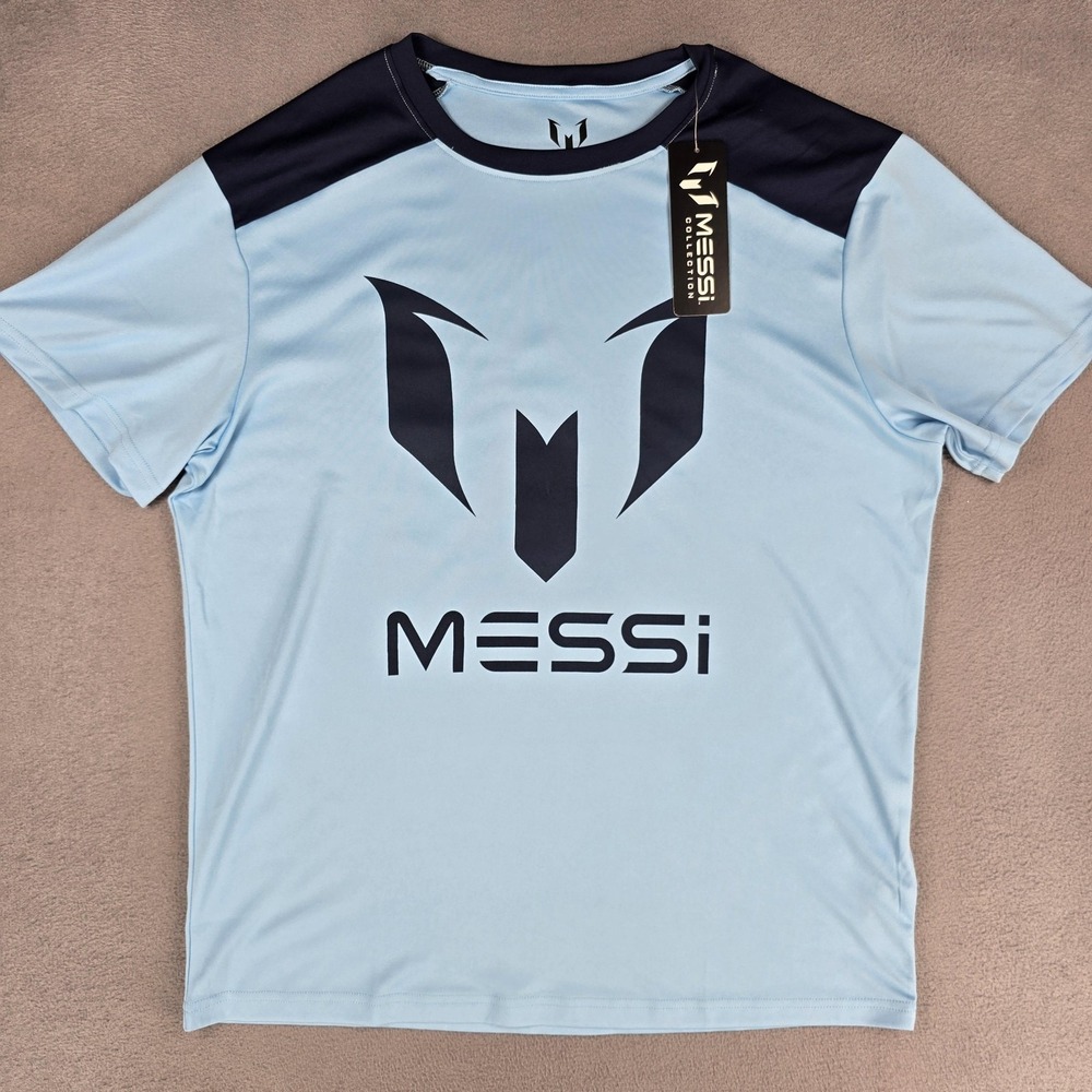 Messi Collection Shirt Mens Medium Light Blue Soccer 10 Tee Polyester NWT